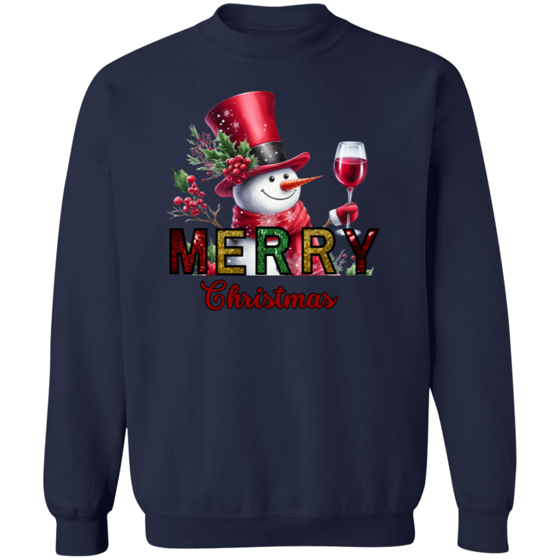 Wine Lovers Christmas Crewneck Pullover Sweatshirt